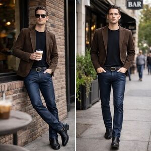 NWT John Varvatos model J701Y2 CADA Coated Denim in Navy Sz Waist 34